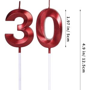 Red Number 30 Cake Topper